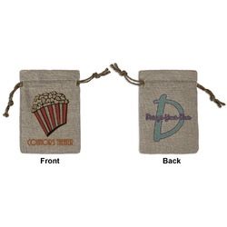 Movie Theater Small Burlap Gift Bag - Front & Back (Personalized)