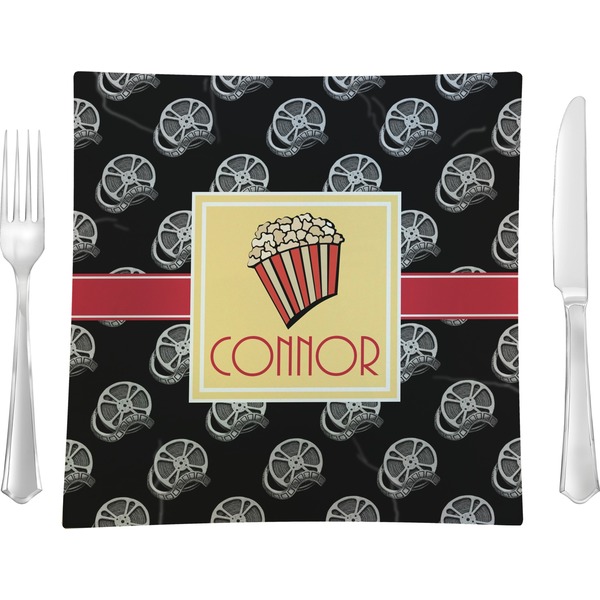 Custom Movie Theater Glass Square Lunch / Dinner Plate 9.5" (Personalized)