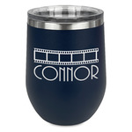 Movie Theater Stemless Stainless Steel Wine Tumbler - Navy - Single Sided (Personalized)