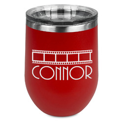 Movie Theater Stemless Stainless Steel Wine Tumbler - Red - Double Sided (Personalized)
