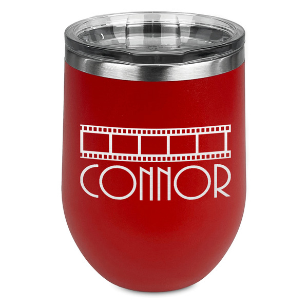 Custom Movie Theater Stemless Stainless Steel Wine Tumbler - Red - Single Sided (Personalized)