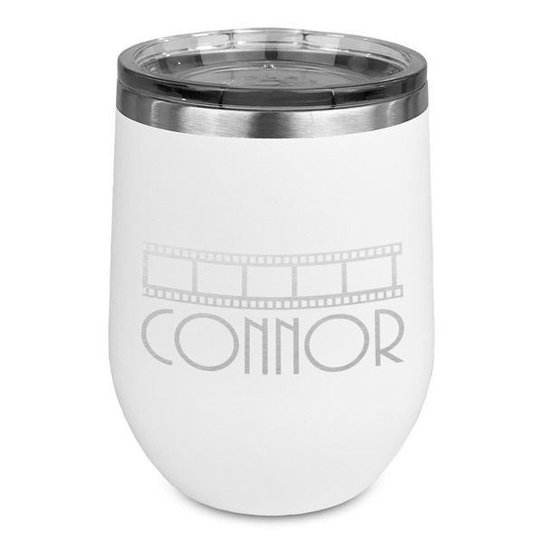 Custom Movie Theater Stemless Stainless Steel Wine Tumbler - White - Single Sided (Personalized)