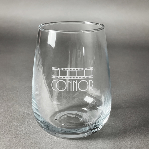Custom Movie Theater Stemless Wine Glass (Single) (Personalized)