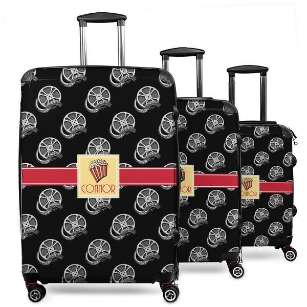 Custom Movie Theater 3 Piece Luggage Set - 20" Carry On, 24" Medium Checked, 28" Large Checked (Personalized)