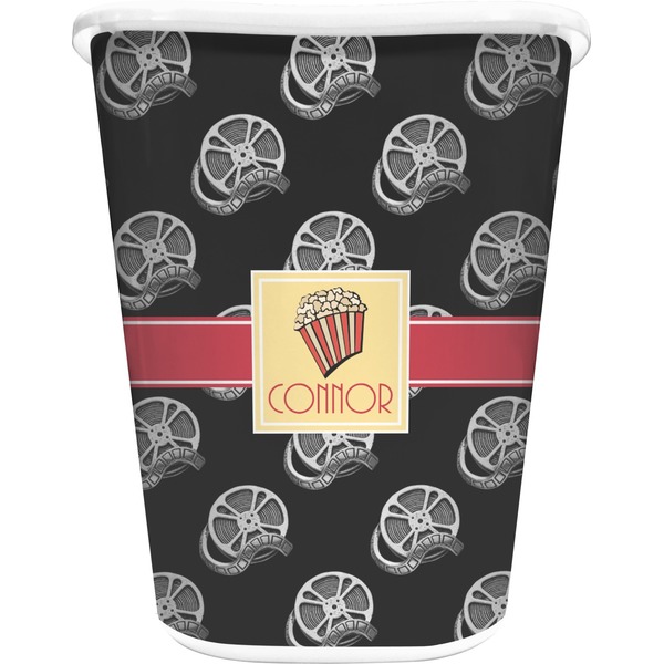 Custom Movie Theater Waste Basket - Single Sided (White) (Personalized)