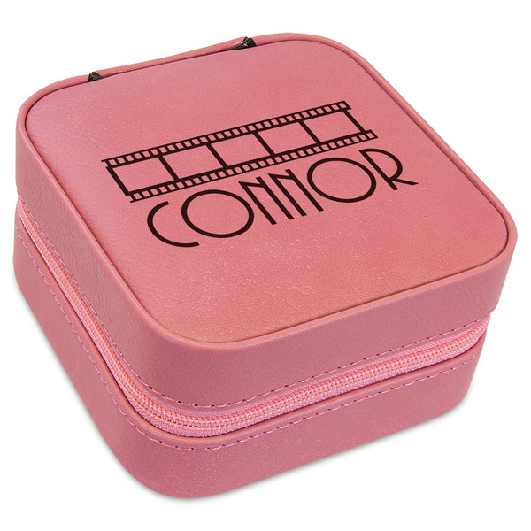 Custom Movie Theater Travel Jewelry Boxes - Pink Leather (Personalized)