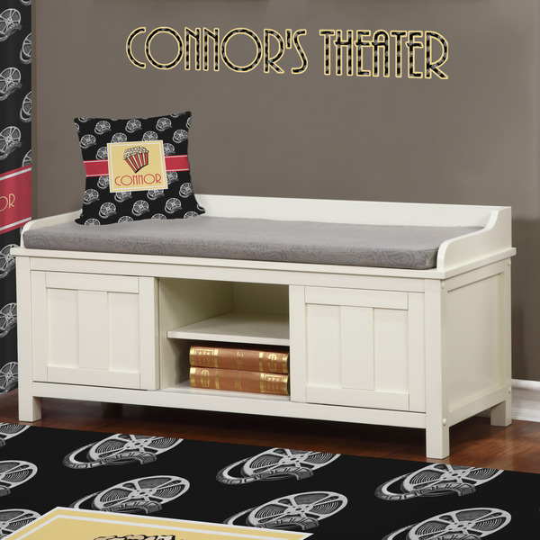 Movie Theater Wall Name Decal Above Storage bench