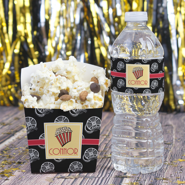Movie Theater Water Bottle Label - w/ Favor Box