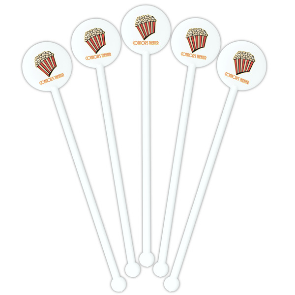 Movie Theater White Plastic 5.5" Stir Stick - Fan View