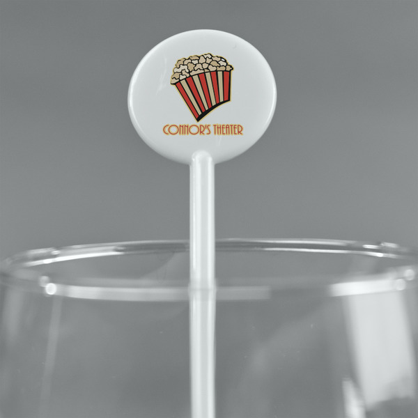Movie Theater White Plastic 5.5" Stir Stick - Round - Main
