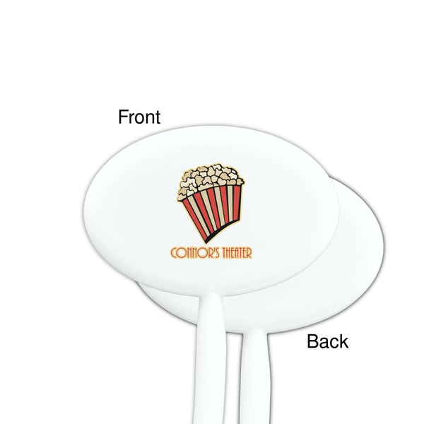 Movie Theater White Plastic 7" Stir Stick - Single Sided - Oval - Front & Back