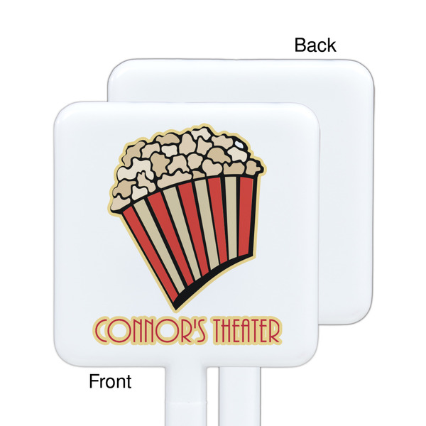 Movie Theater White Plastic Stir Stick - Single Sided - Square - Approval