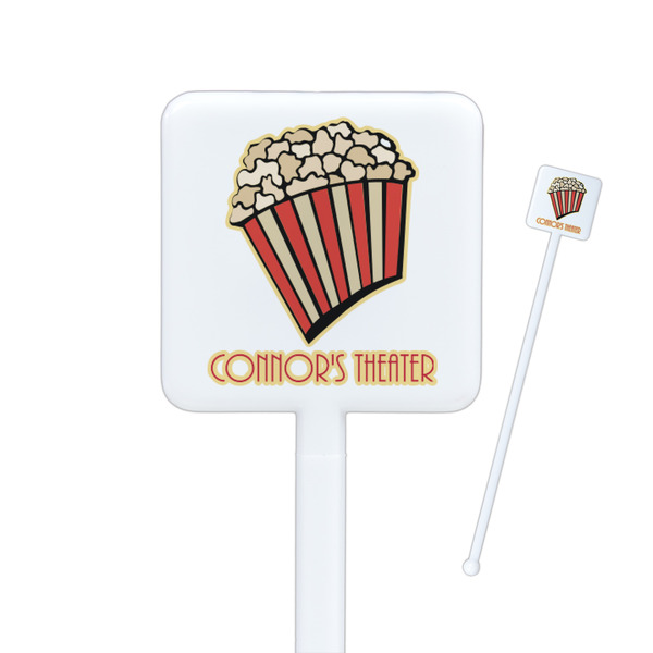 Custom Movie Theater Square Plastic Stir Sticks - Single Sided (Personalized)