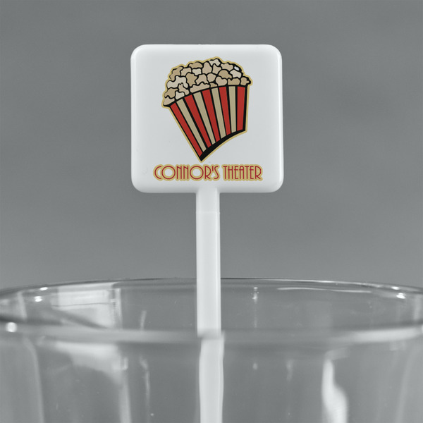 Movie Theater White Plastic Stir Stick - Square - Main