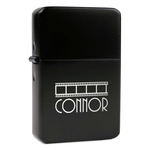Movie Theater Windproof Lighter - Black - Single Sided & Lid Engraved (Personalized)