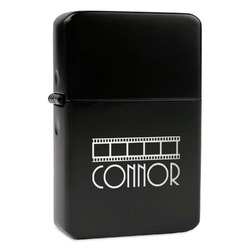Movie Theater Windproof Lighter - Black - Single Sided (Personalized)
