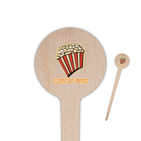 Custom Movie Theater 4" Round Wooden Food Picks - Double Sided (Personalized)