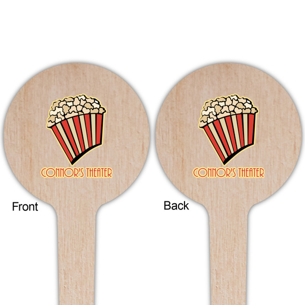 Movie Theater Wooden 4" Food Pick - Round - Double Sided - Front & Back