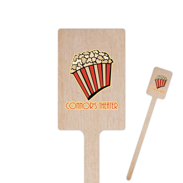 Custom Movie Theater 6.25" Rectangle Wooden Stir Sticks - Single Sided (Personalized)