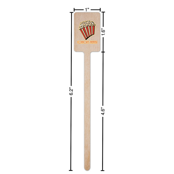 Movie Theater Wooden 6.25" Stir Stick - Rectangular - Dimensions