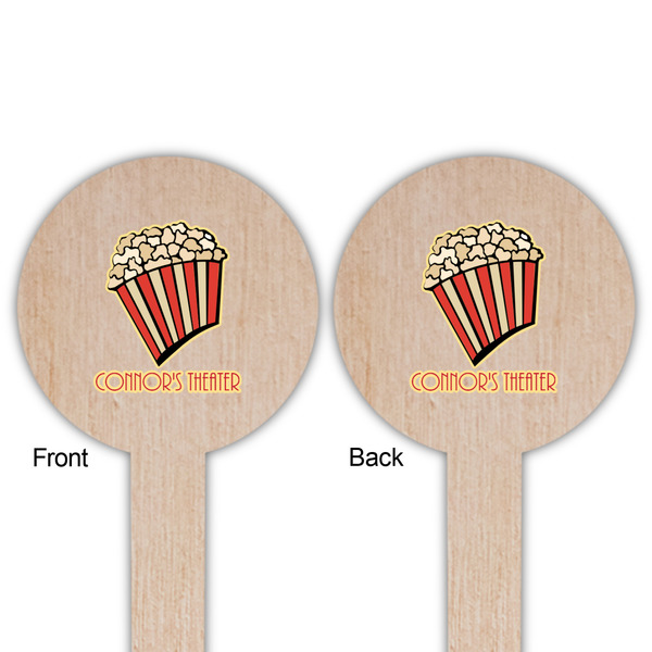 Movie Theater Wooden 6" Food Pick - Round - Double Sided - Front & Back