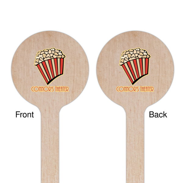 Movie Theater Wooden 6" Stir Stick - Round - Double Sided - Front & Back