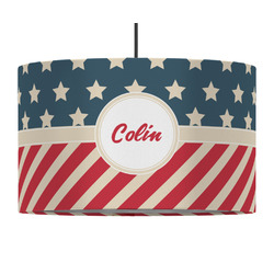 Stars and Stripes 12" Drum Pendant Lamp - Fabric (Personalized)