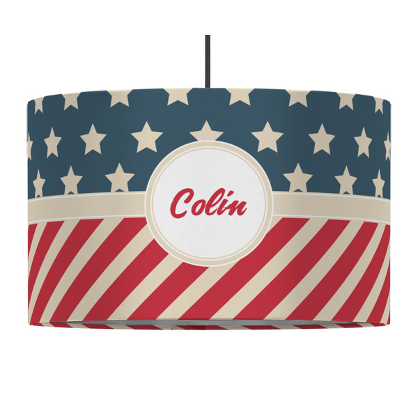 Custom Stars and Stripes 12" Drum Pendant Lamp - Fabric (Personalized)
