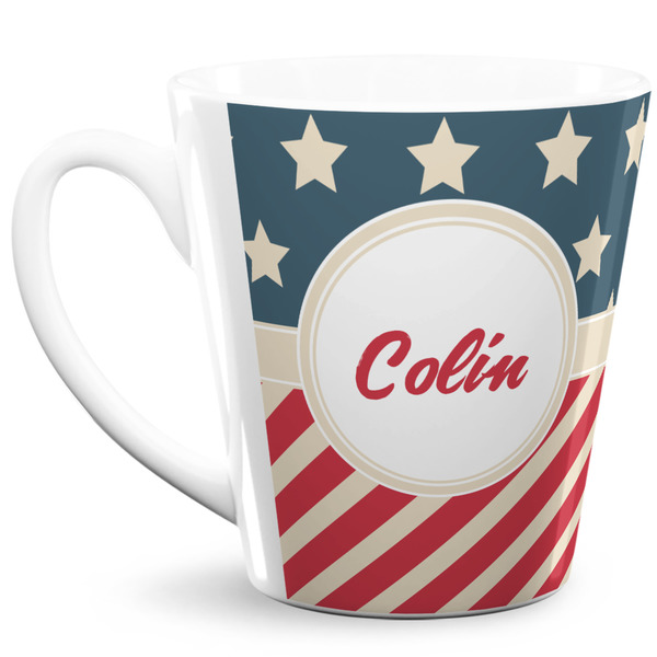 Custom Stars and Stripes 12 Oz Latte Mug (Personalized)