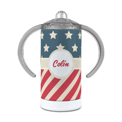 Stars and Stripes 12 oz Stainless Steel Sippy Cup (Personalized)