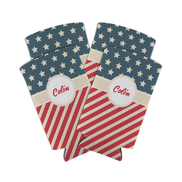 Custom Stars and Stripes Can Cooler (tall 12 oz) - Set of 4 (Personalized)