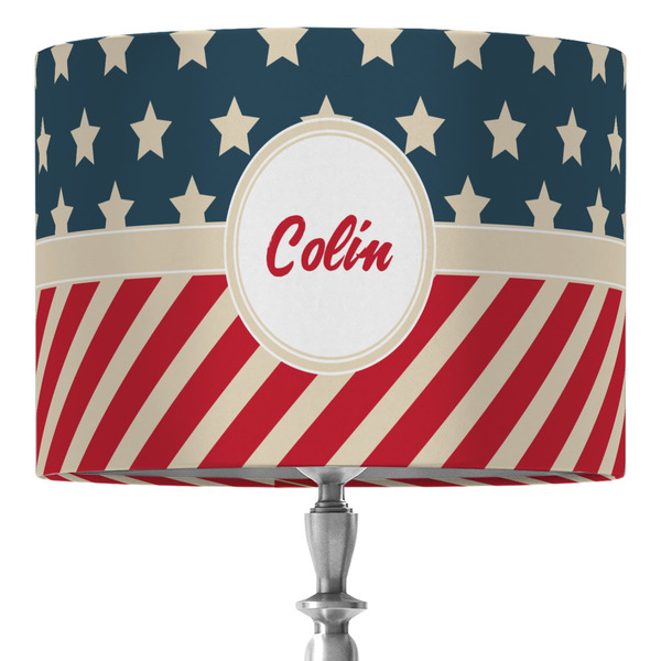 Custom Stars and Stripes 16" Drum Lamp Shade - Fabric (Personalized)