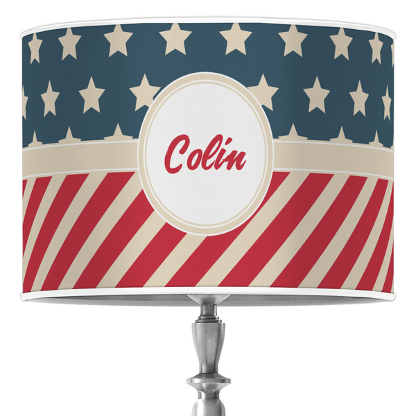Custom Stars and Stripes 16" Drum Lamp Shade - Poly-film (Personalized)