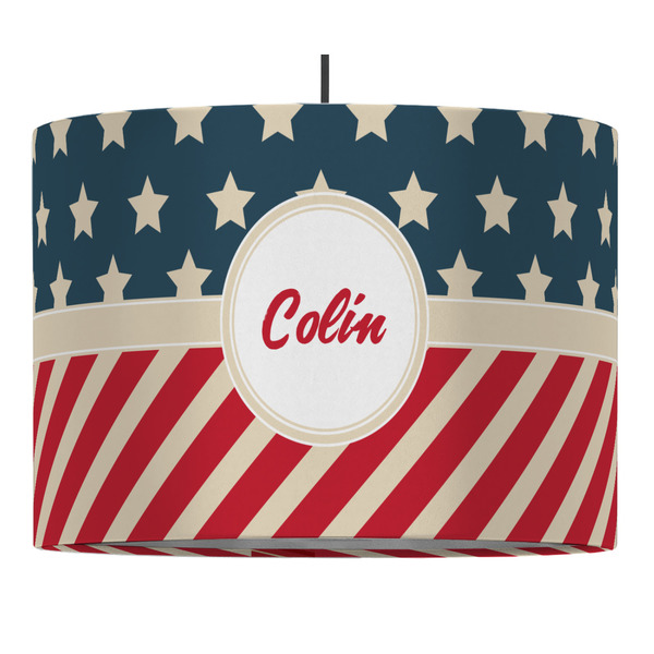 Custom Stars and Stripes 16" Drum Pendant Lamp - Fabric (Personalized)