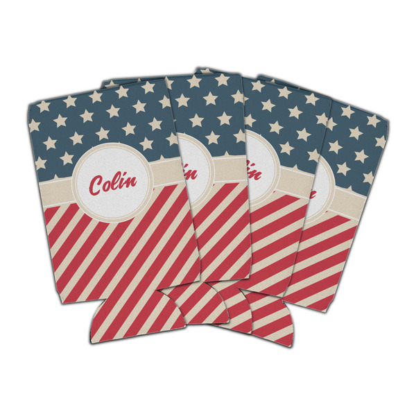 Custom Stars and Stripes Can Cooler (16 oz) - Set of 4 (Personalized)