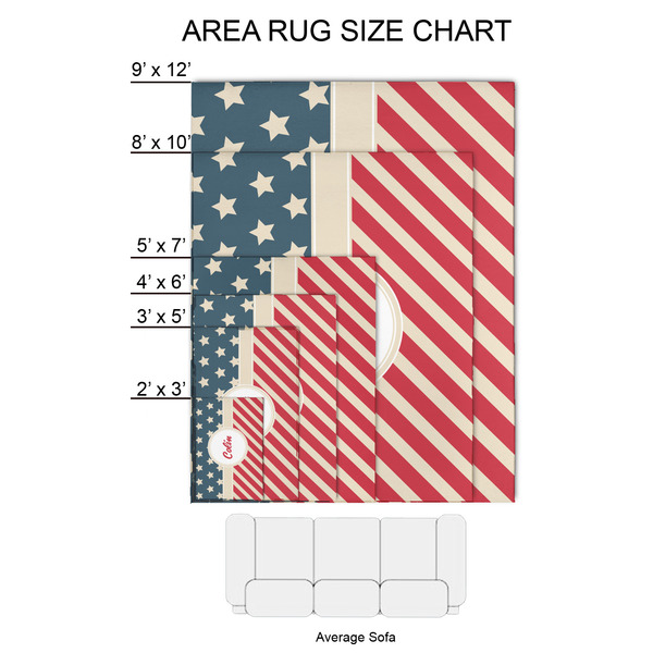 Stars and Stripes 2'x3' Indoor Area Rugs - Size Chart