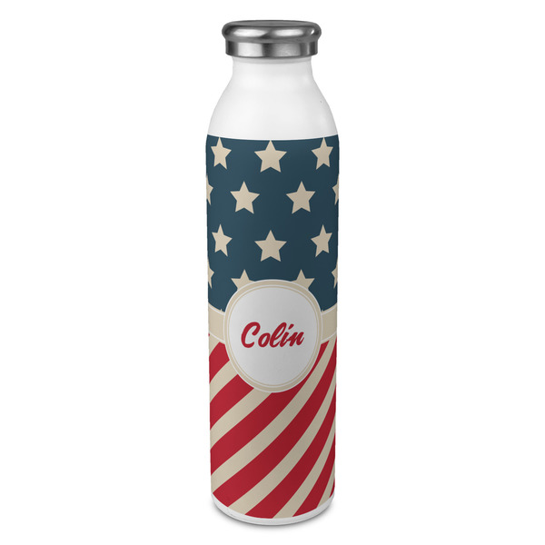 Custom Stars and Stripes 20oz Stainless Steel Water Bottle - Full Print (Personalized)