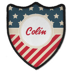 Stars and Stripes Iron On Shield Patch B w/ Name or Text