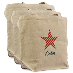 Stars and Stripes Reusable Cotton Grocery Bags - Set of 3 (Personalized)