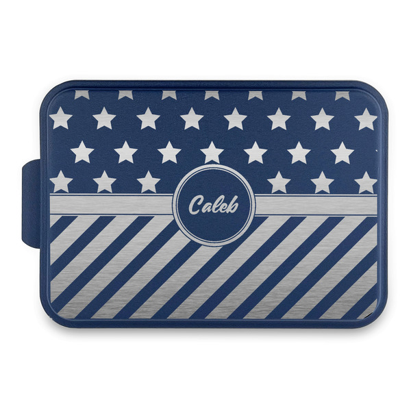 Custom Stars and Stripes Aluminum Baking Pan with Navy Lid (Personalized)