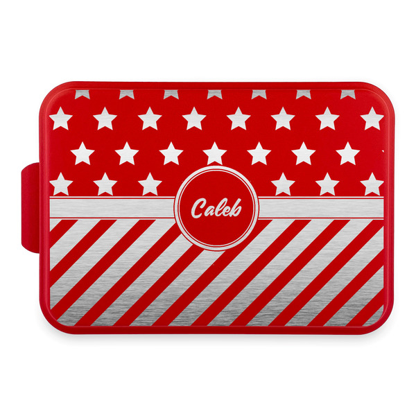 Custom Stars and Stripes Aluminum Baking Pan with Red Lid (Personalized)