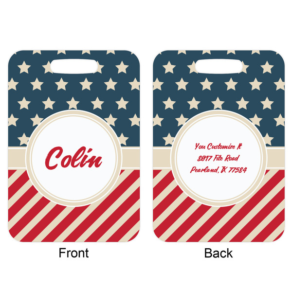 Stars and Stripes Aluminum Luggage Tag (Front + Back)