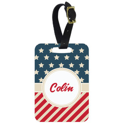 Stars and Stripes Metal Luggage Tag w/ Name or Text