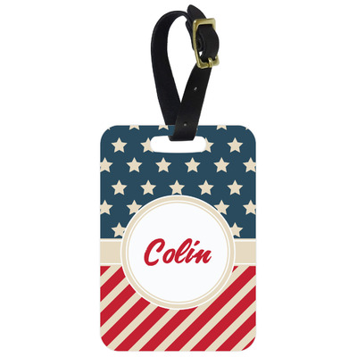 Stars and Stripes Metal Luggage Tag w/ Name or Text