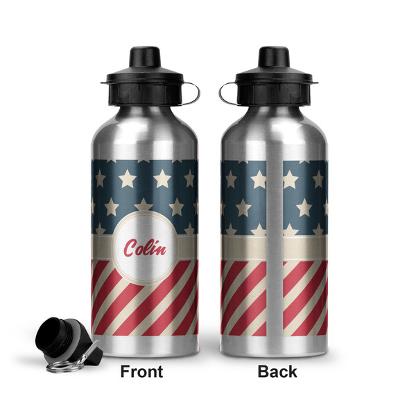 Stars and Stripes Aluminum Water Bottle - Front and Back