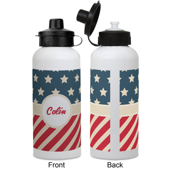 Stars and Stripes Aluminum Water Bottle - White APPROVAL