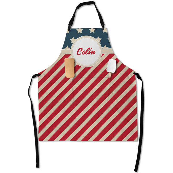 Custom Stars and Stripes Apron With Pockets w/ Name or Text