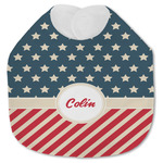 Stars and Stripes Jersey Knit Baby Bib w/ Name or Text