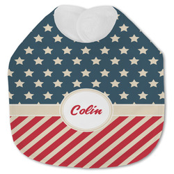 Stars and Stripes Jersey Knit Baby Bib w/ Name or Text