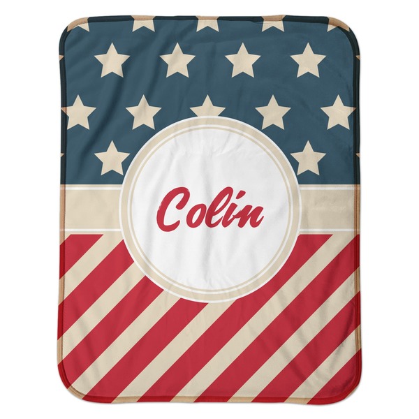 Stars and Stripes Baby Sherpa Blanket - Flat